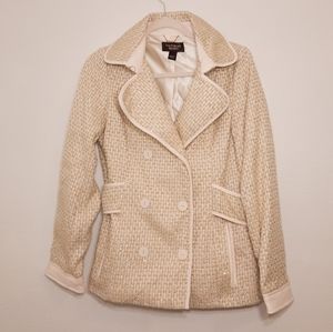Victoria's Secret Cream & Gold Tweed Sparkling Peacoat S